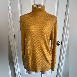 Circolo 1901 Mustard Turtleneck Cable-Knit Sweater